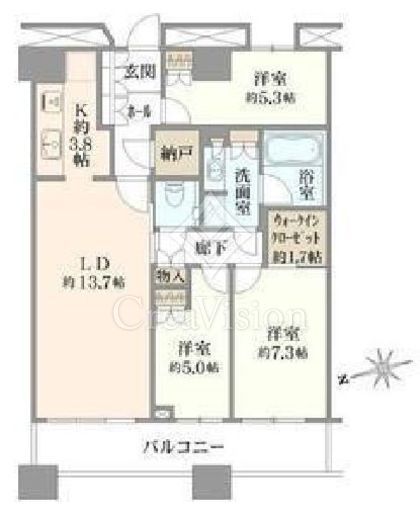 芝浦アイランド　グローヴタワー　4404号室　間取り