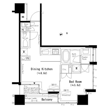 六本木エムケイアートレジデンス　201号室　間取り