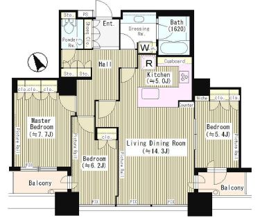 東京ツインパークス ライトウィング　3105号室　間取り