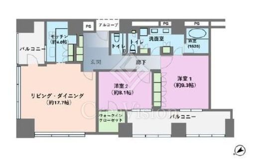 SAION SAKURAZAKA(サイオン桜坂)　2503号室　間取り