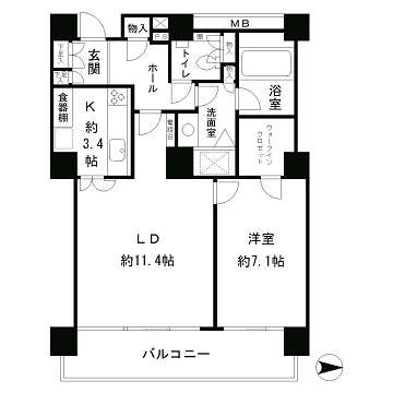 リバーポイントタワー　1404号室　間取り