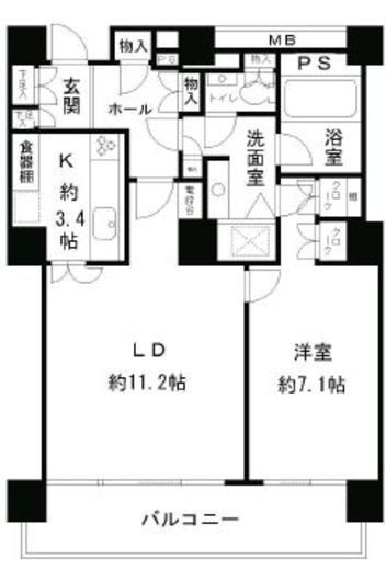 リバーポイントタワー　2104号室　間取り