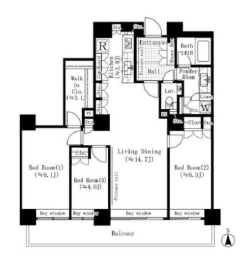 リバーポイントタワー　2906号室　間取り
