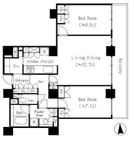 リバーポイントタワー　3303号室　間取り