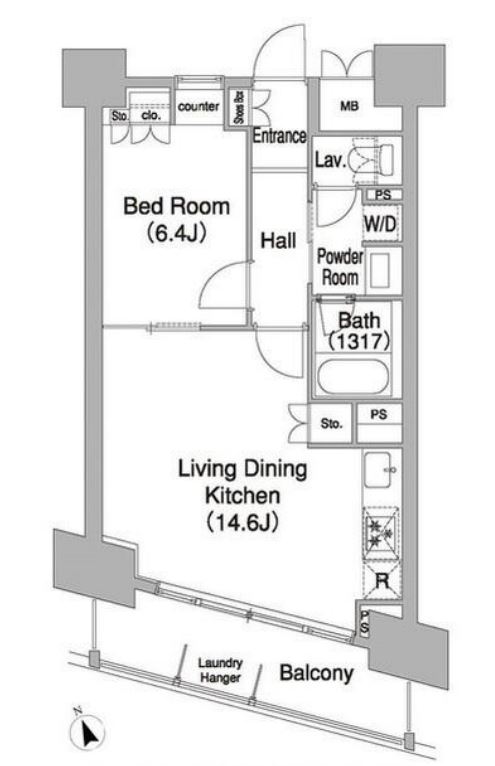 コンフォリア芝浦バウハウス　602号室　間取り
