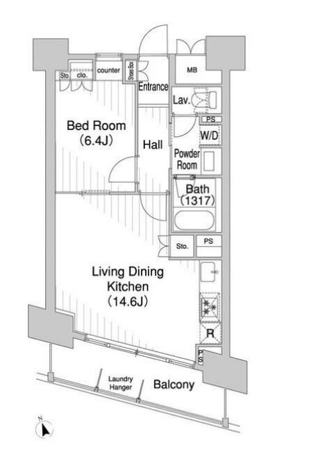 コンフォリア芝浦バウハウス　1002号室　間取り