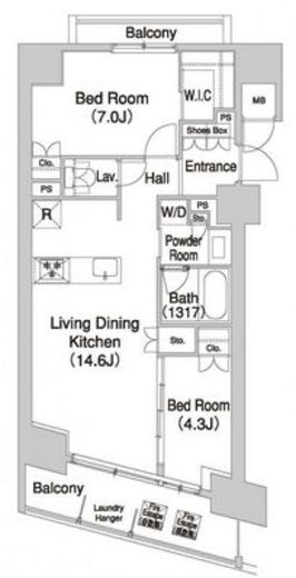 コンフォリア芝浦バウハウス　1006号室　間取り