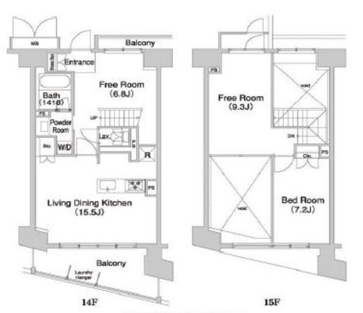 コンフォリア芝浦バウハウス　1404号室　間取り