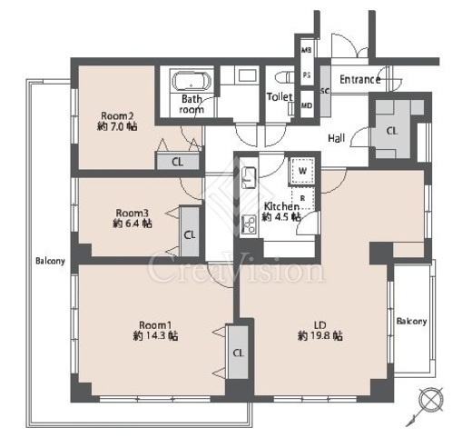 ドムス青山　4F1号室　間取り