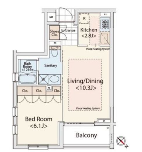 カスタリア初台2　506号室　間取り