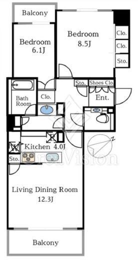 ファミールコート白金タワーズ　3F2号室　間取り