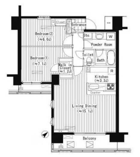 プライムアーバン東中野コート (PRIME URBAN 東中野 COURT)　109号室　間取り