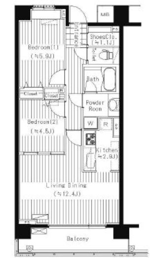 プライムアーバン東中野コート (PRIME URBAN 東中野 COURT)　611号室　間取り