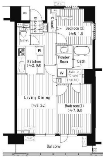 ＰＲＩＭＥ　ＵＲＢＡＮ　東中野　ＣＯＵＲＴ　614号室　間取り