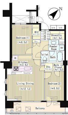プライムアーバン東中野コート (PRIME URBAN 東中野 COURT)　813号室　間取り