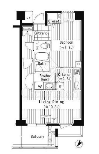 ＰＲＩＭＥ　ＵＲＢＡＮ　東中野　ＣＯＵＲＴ　509号室　間取り