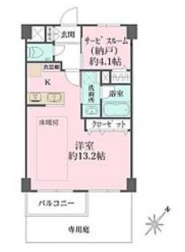 パークサイド六本木　106号室　間取り