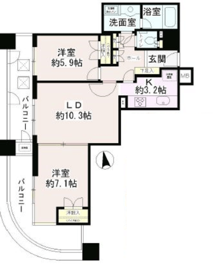 西早稲田東ウイング　1006号室　間取り