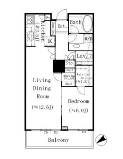 白金タワー　1612号室　間取り