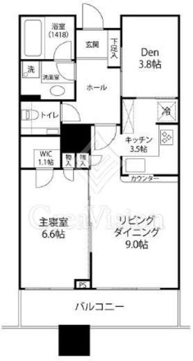 白金タワー　25F3号室　間取り