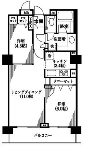 トーキョーオーディアム　3F1号室　間取り