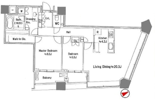 パークコート赤坂ザ・タワー　22F2号室　間取り