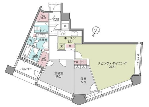パークコート赤坂ザ・タワー　24F2号室　間取り