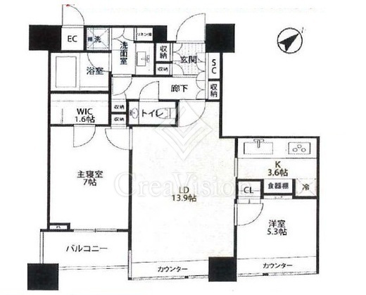 パークコート赤坂ザ・タワー　3503号室　間取り