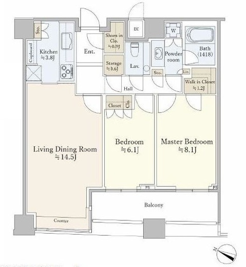 パークコート赤坂ザ・タワー　3707号室　間取り