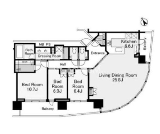 パークコート赤坂ザ・タワー　6F5号室　間取り