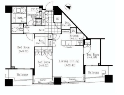 パークコート赤坂ザ・タワー　509号室　間取り