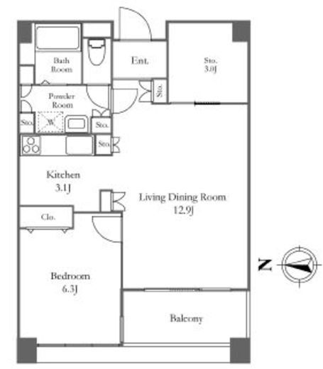 リバーシティ21イーストタワーズ2　2212号室　間取り