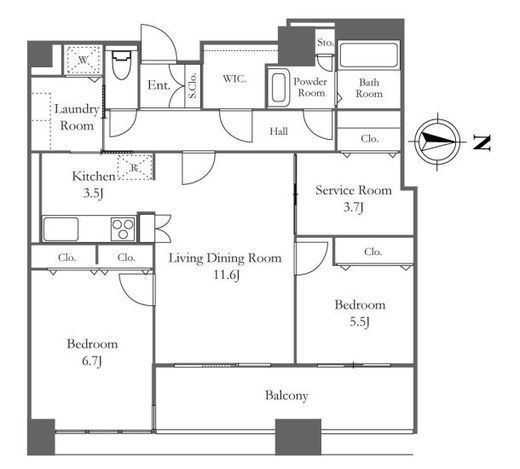 リバーシティ21イーストタワーズ2　3402号室　間取り