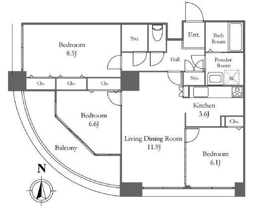 リバーシティ21イーストタワーズ2　2810号室　間取り