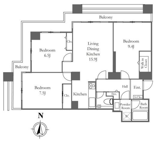 リバーシティ21イーストタワーズ　10-3413号室　間取り
