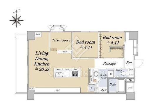 藤和シティスクエア三田サウスウイング　7F1号室　間取り