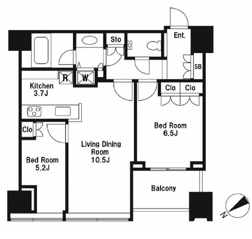 シティタワー麻布十番　26F号室　間取り