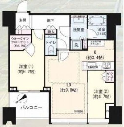 シティタワー麻布十番　1202号室　間取り