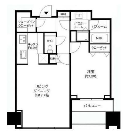 シティタワー麻布十番　23F4号室　間取り