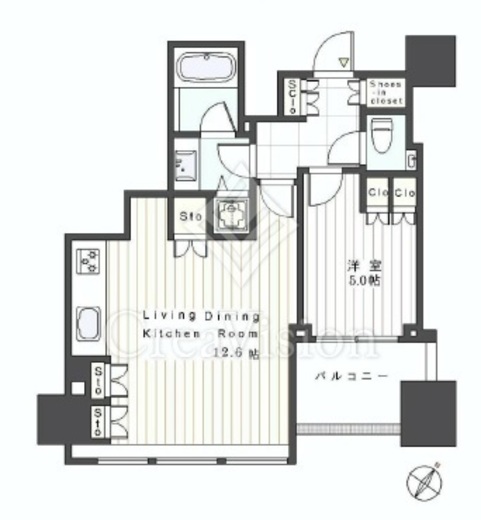 シティタワー麻布十番　1910号室　間取り