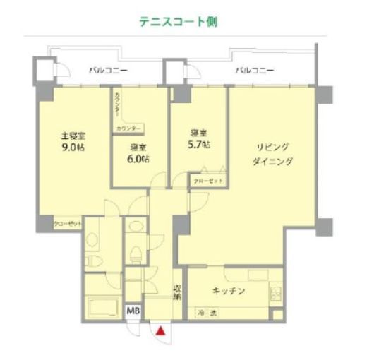 有栖川パークヒルズ　502号室　間取り