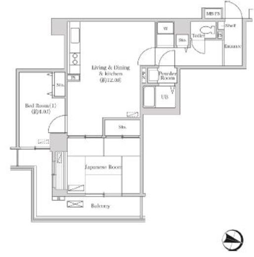 トリニティー芝浦　1407号室　間取り