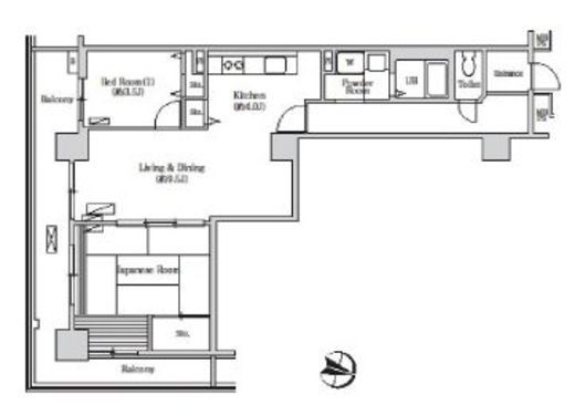 トリニティー芝浦　1608号室　間取り