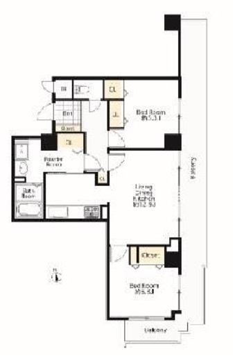 シーリアお台場　1-2001号室　間取り