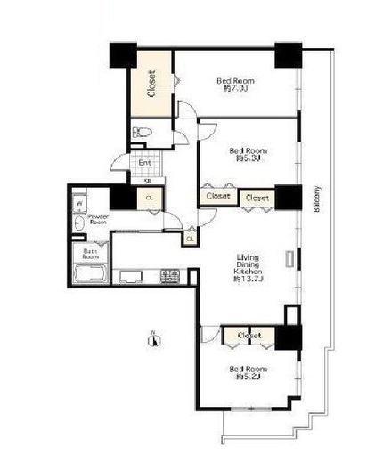 シーリアお台場　1-2301号室　間取り