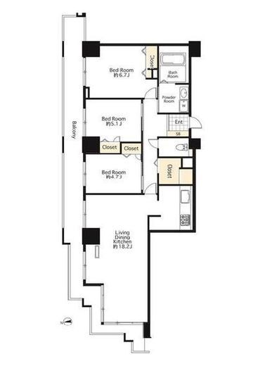 シーリアお台場　1-613号室　間取り
