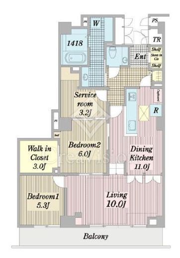 シーリアお台場　1-3203号室　間取り