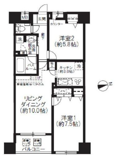 グリーンパーク東日本橋　203号室　間取り