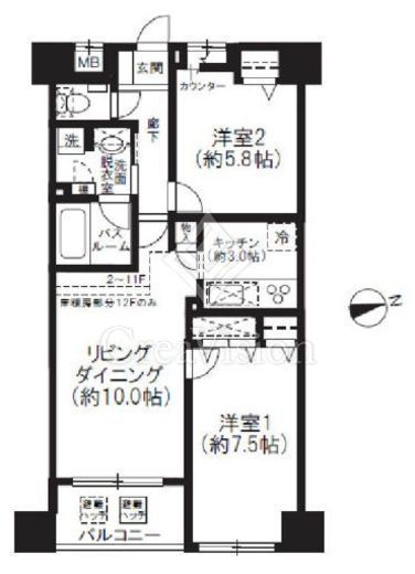 グリーンパーク東日本橋　803号室　間取り