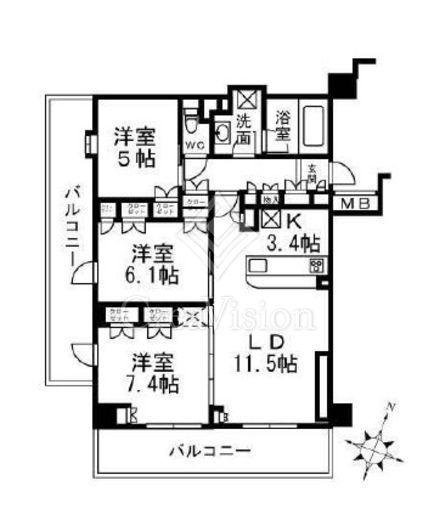 オーベル文京千石　2F1号室　間取り